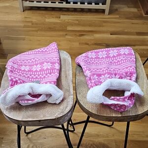 2 Holiday Pink and White Dog Sweaters